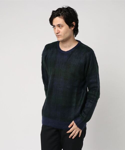 STYLEBLOCK(スタイルブロック)の「ジャカードチェック柄クルーネックニット(ニット/セーター・メンズ・グレー/レッド/ブルー系その他/ブルー系その他2/ワイン/ピンク・LL/L/M)」の3枚目の写真