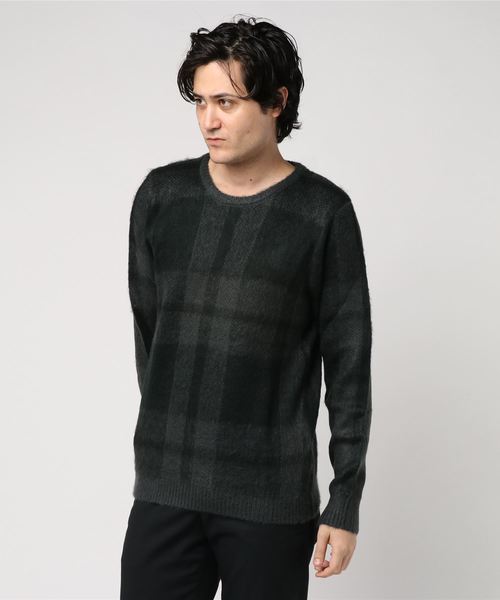 STYLEBLOCK(スタイルブロック)の「ジャカードチェック柄クルーネックニット(ニット/セーター・メンズ・グレー/レッド/ブルー系その他/ブルー系その他2/ワイン/ピンク・LL/L/M)」の2枚目の写真