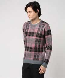 STYLEBLOCK | ジャカードチェック柄クルーネックニット(ニット/セーター)