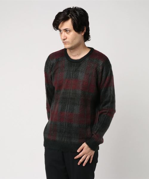 STYLEBLOCK(スタイルブロック)の「ジャカードチェック柄クルーネックニット(ニット/セーター・メンズ・グレー/レッド/ブルー系その他/ブルー系その他2/ワイン/ピンク・LL/L/M)」の6枚目の写真