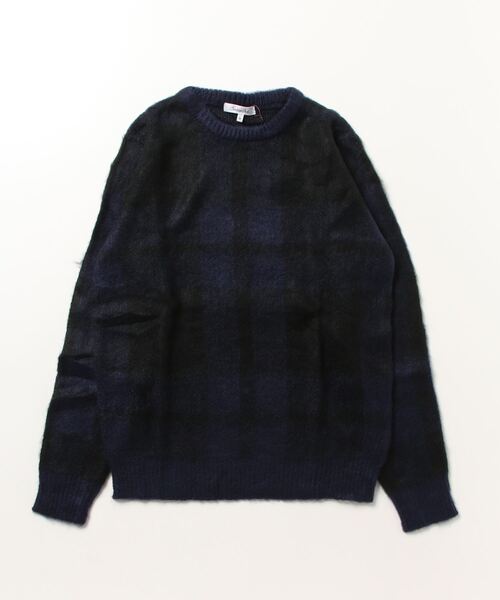 STYLEBLOCK(スタイルブロック)の「ジャカードチェック柄クルーネックニット(ニット/セーター・メンズ・グレー/レッド/ブルー系その他/ブルー系その他2/ワイン/ピンク・LL/L/M)」の4枚目の写真