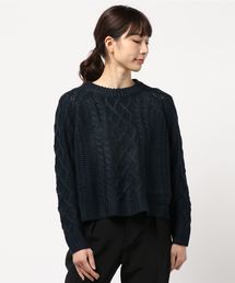Uネックケーブル編みニットプルオーバー＊レディース/トップス/セーター[C3571]神戸レタス