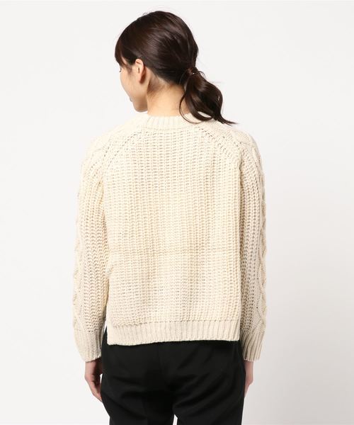 KOBE LETTUCE（コウベレタス）の「Uネックケーブル編みニットプルオーバー＊レディース/トップス/セーター[C3571]神戸レタス（ニット/セーター・レディース・ネイビー/グレー/レッド/アイボリー・FREE）」の6枚目の写真