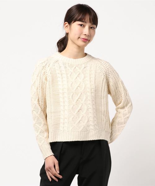 KOBE LETTUCE（コウベレタス）の「Uネックケーブル編みニットプルオーバー＊レディース/トップス/セーター[C3571]神戸レタス（ニット/セーター・レディース・ネイビー/グレー/レッド/アイボリー・FREE）」の7枚目の写真