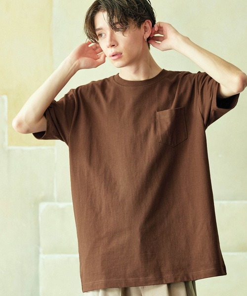 MONO-MART（モノマート）の「ヘビーウェイト ビッグシルエット USAコットン プルオーバー 無地T トップス Tシャツ (1/2 sleeve)（Tシャツ/カットソー・メンズ・ブラック/オリーブ/グレー/ホワイト/ネイビー/ピンク/ラベンダー/サックスブルー/グリーン/ワイン/ベージュ系その他/チャコール/ブルー系その他/パープル/イエロー系その他/ダークブラウン/グリーン系その他・L/M/XL）」の5枚目の写真