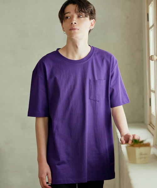 MONO-MART（モノマート）の「ヘビーウェイト ビッグシルエット USAコットン プルオーバー 無地T トップス Tシャツ (1/2 sleeve)（Tシャツ/カットソー・メンズ・ブラック/オリーブ/グレー/ホワイト/ネイビー/ピンク/ラベンダー/サックスブルー/グリーン/ワイン/ベージュ系その他/チャコール/ブルー系その他/パープル/イエロー系その他/ダークブラウン/グリーン系その他・L/M/XL）」の13枚目の写真