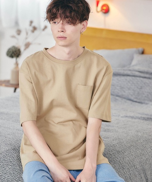 MONO-MART（モノマート）の「ヘビーウェイト ビッグシルエット USAコットン プルオーバー 無地T トップス Tシャツ (1/2 sleeve)（Tシャツ/カットソー・メンズ・ブラック/オリーブ/グレー/ホワイト/ネイビー/ピンク/ラベンダー/サックスブルー/グリーン/ワイン/ベージュ系その他/チャコール/ブルー系その他/パープル/イエロー系その他/ダークブラウン/グリーン系その他・L/M/XL）」の6枚目の写真