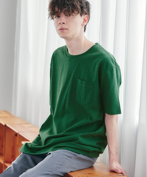 MONO-MART（モノマート）の「ヘビーウェイト ビッグシルエット USAコットン プルオーバー 無地T トップス Tシャツ (1/2 sleeve)（Tシャツ/カットソー・メンズ・ブラック/オリーブ/グレー/ホワイト/ネイビー/ピンク/ラベンダー/サックスブルー/グリーン/ワイン/ベージュ系その他/チャコール/ブルー系その他/パープル/イエロー系その他/ダークブラウン/グリーン系その他・L/M/XL）」の9枚目の写真