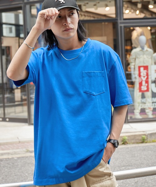 MONO-MART（モノマート）の「ヘビーウェイト ビッグシルエット USAコットン プルオーバー 無地T トップス Tシャツ (1/2 sleeve)（Tシャツ/カットソー・メンズ・ブラック/オリーブ/グレー/ホワイト/ネイビー/ピンク/ラベンダー/サックスブルー/グリーン/ワイン/ベージュ系その他/チャコール/ブルー系その他/パープル/イエロー系その他/ダークブラウン/グリーン系その他・L/M/XL）」の12枚目の写真