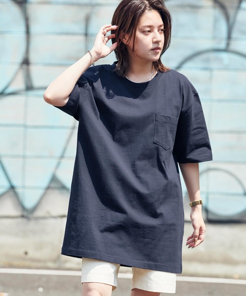 MONO-MART（モノマート）の「ヘビーウェイト ビッグシルエット USAコットン プルオーバー 無地T トップス Tシャツ (1/2 sleeve)（Tシャツ/カットソー・メンズ・ブラック/オリーブ/グレー/ホワイト/ネイビー/ピンク/ラベンダー/サックスブルー/グリーン/ワイン/ベージュ系その他/チャコール/ブルー系その他/パープル/イエロー系その他/ダークブラウン/グリーン系その他・L/M/XL）」の10枚目の写真