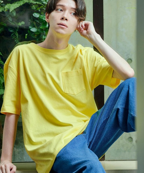 MONO-MART（モノマート）の「ヘビーウェイト ビッグシルエット USAコットン プルオーバー 無地T トップス Tシャツ (1/2 sleeve)（Tシャツ/カットソー・メンズ・ブラック/オリーブ/グレー/ホワイト/ネイビー/ピンク/ラベンダー/サックスブルー/グリーン/ワイン/ベージュ系その他/チャコール/ブルー系その他/パープル/イエロー系その他/ダークブラウン/グリーン系その他・L/M/XL）」の15枚目の写真