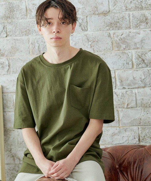 MONO-MART（モノマート）の「ヘビーウェイト ビッグシルエット USAコットン プルオーバー 無地T トップス Tシャツ (1/2 sleeve)（Tシャツ/カットソー・メンズ・ブラック/オリーブ/グレー/ホワイト/ネイビー/ピンク/ラベンダー/サックスブルー/グリーン/ワイン/ベージュ系その他/チャコール/ブルー系その他/パープル/イエロー系その他/ダークブラウン/グリーン系その他・L/M/XL）」の7枚目の写真