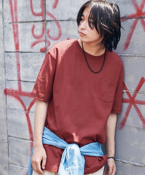 MONO-MART（モノマート）の「ヘビーウェイト ビッグシルエット USAコットン プルオーバー 無地T トップス Tシャツ (1/2 sleeve)（Tシャツ/カットソー・メンズ・ブラック/オリーブ/グレー/ホワイト/ネイビー/ピンク/ラベンダー/サックスブルー/グリーン/ワイン/ベージュ系その他/チャコール/ブルー系その他/パープル/イエロー系その他/ダークブラウン/グリーン系その他・L/M/XL）」の17枚目の写真