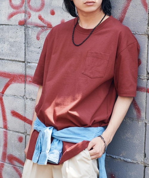 MONO-MART（モノマート）の「ヘビーウェイト ビッグシルエット USAコットン プルオーバー 無地T トップス Tシャツ (1/2 sleeve)（Tシャツ/カットソー・メンズ・ブラック/オリーブ/グレー/ホワイト/ネイビー/ピンク/ラベンダー/サックスブルー/グリーン/ワイン/ベージュ系その他/チャコール/ブルー系その他/パープル/イエロー系その他/ダークブラウン/グリーン系その他・L/M/XL）」の20枚目の写真