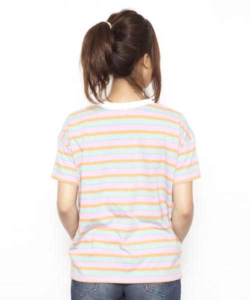 X-girl（エックスガール）の「VARIOUS S/S TOP（Tシャツ/カットソー・レディース・ピンク/ホワイト/グレー/ブラック・1/2）」の6枚目の写真