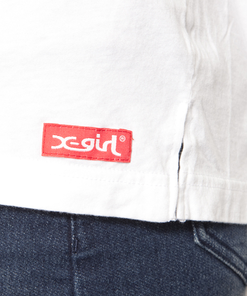 X-girl（エックスガール）の「VARIOUS S/S TOP（Tシャツ/カットソー・レディース・ピンク/ホワイト/グレー/ブラック・1/2）」の7枚目の写真