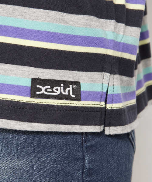 X-girl（エックスガール）の「VARIOUS S/S TOP（Tシャツ/カットソー・レディース・ピンク/ホワイト/グレー/ブラック・1/2）」の9枚目の写真