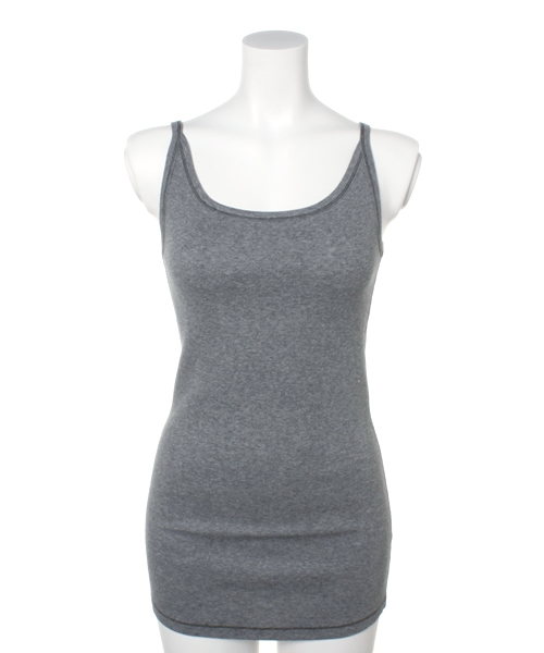 PLST(プラステ)の「リブキャミソール(タンクトップ・レディース・ホワイト/グレー/ヘザーグレー/インディゴブルー/ネイビー/オレンジ/ホワイト×ネイビー・2)」の4枚目の写真