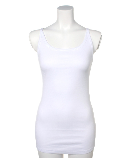 PLST(プラステ)の「リブキャミソール(タンクトップ・レディース・ホワイト/グレー/ヘザーグレー/インディゴブルー/ネイビー/オレンジ/ホワイト×ネイビー・2)」の2枚目の写真