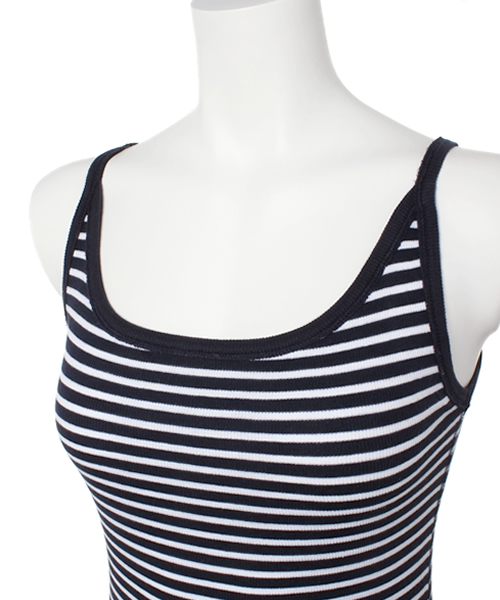 PLST(プラステ)の「リブキャミソール(タンクトップ・レディース・ホワイト/グレー/ヘザーグレー/インディゴブルー/ネイビー/オレンジ/ホワイト×ネイビー・2)」の10枚目の写真