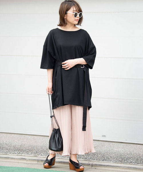Aunt Marie's(アントマリーズ)の「AUNT MARIE'S ベルト付きポンチBIGカットソー(Tシャツ/カットソー・レディース・ホワイト/ブラック/ベージュ/グリーン・FREE)」の14枚目の写真