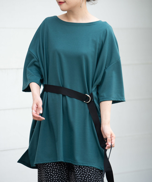 Aunt Marie's(アントマリーズ)の「AUNT MARIE'S ベルト付きポンチBIGカットソー(Tシャツ/カットソー・レディース・ホワイト/ブラック/ベージュ/グリーン・FREE)」の18枚目の写真