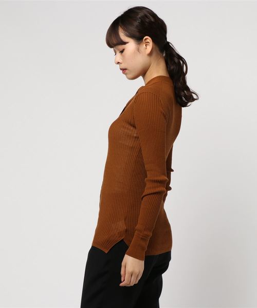 IENA LA BOUCLE(イエナラブークル)の「IENA LA BOUCLE laspalmas タイ付きヘンリーネックニット◆(ニット/セーター・レディース・ベージュ/ネイビー/ブラウン/ピンク・FREE)」の6枚目の写真