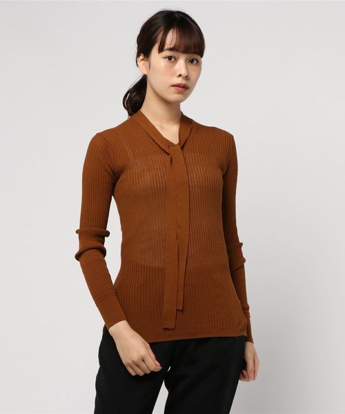 IENA LA BOUCLE(イエナラブークル)の「IENA LA BOUCLE laspalmas タイ付きヘンリーネックニット◆(ニット/セーター・レディース・ベージュ/ネイビー/ブラウン/ピンク・FREE)」の5枚目の写真