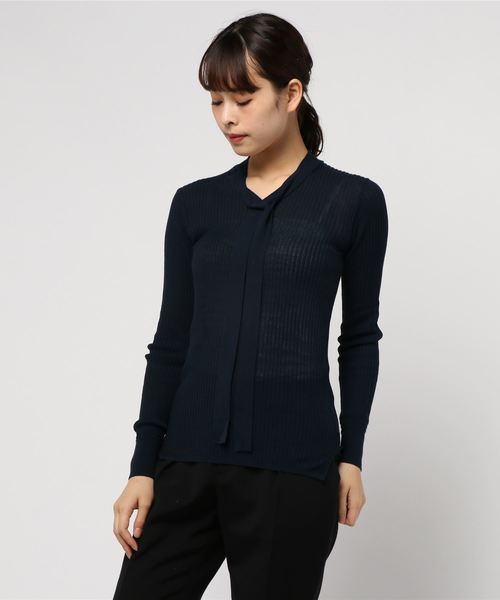IENA LA BOUCLE(イエナラブークル)の「IENA LA BOUCLE laspalmas タイ付きヘンリーネックニット◆(ニット/セーター・レディース・ベージュ/ネイビー/ブラウン/ピンク・FREE)」の9枚目の写真