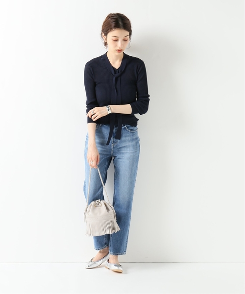 IENA LA BOUCLE(イエナラブークル)の「IENA LA BOUCLE laspalmas タイ付きヘンリーネックニット◆(ニット/セーター・レディース・ベージュ/ネイビー/ブラウン/ピンク・FREE)」の15枚目の写真