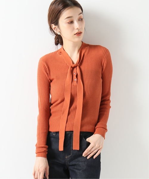 セール】IENA LA BOUCLE laspalmas タイ付きヘンリーネックニット