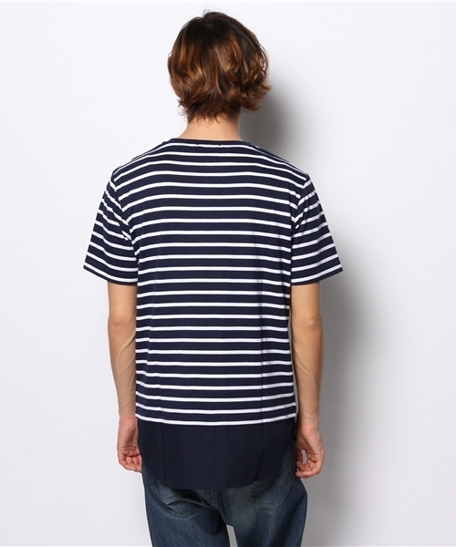 WEGO（ウィゴー）の「WEGO/シャツレイヤーボーダーTシャツ（Tシャツ/カットソー・メンズ・ブラック/ネイビー・MEDIUM/LARGE）」の3枚目の写真