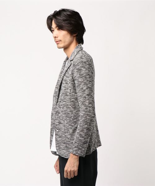 Bling Leads（ブリングリーズ）の「【Bl】スラブ裏毛テーラードジャケット（テーラードジャケット・メンズ・ブラック×ホワイト/ブルー系その他/グレー×ホワイト・MEDIUM/LARGE/X-LARGE）」の4枚目の写真