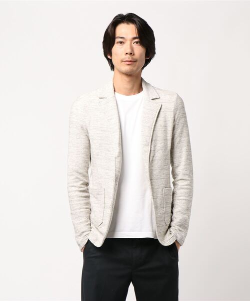 Bling Leads（ブリングリーズ）の「【Bl】スラブ裏毛テーラードジャケット（テーラードジャケット・メンズ・ブラック×ホワイト/ブルー系その他/グレー×ホワイト・MEDIUM/LARGE/X-LARGE）」の2枚目の写真