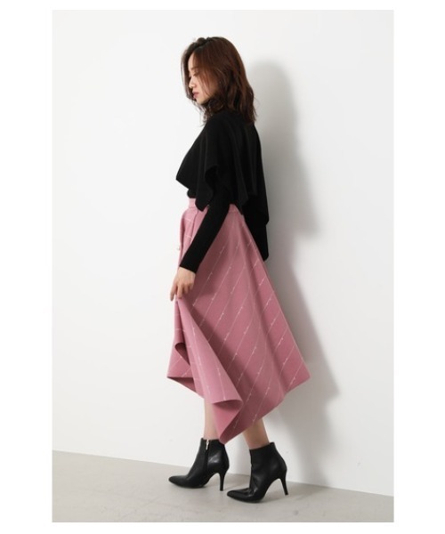 rienda（リエンダ）の「アシンメトリーケープミックスニットトップス