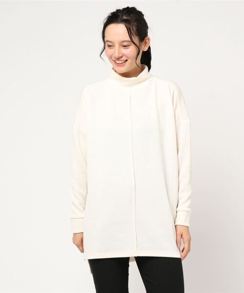 STYLEBLOCK(スタイルブロック)の「リブ前後ピンタックサイドスリットハイネックニットチュニック(チュニック・レディース・ブラック/ダークグリーン/ブラウン/アイボリー/モカ・M)」の2枚目の写真