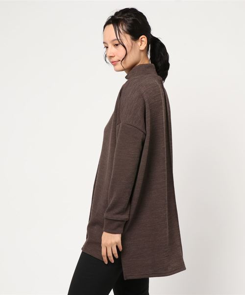STYLEBLOCK(スタイルブロック)の「リブ前後ピンタックサイドスリットハイネックニットチュニック(チュニック・レディース・ブラック/ダークグリーン/ブラウン/アイボリー/モカ・M)」の9枚目の写真