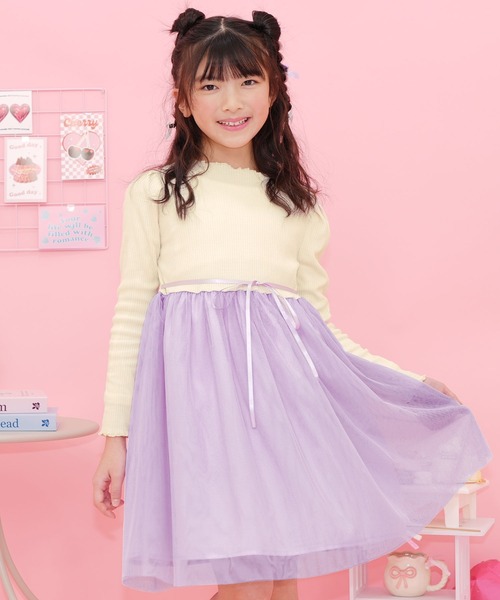 Bee des Bee（ビーデスビー）の「ドッキングワンピース（ワンピース・キッズ・ラベンダー/ライトグレー/ブルー系その他/ブラック/ダークブラウン/ブラック×ベージュ/ローズ/アイボリー/グレー系その他/ブラック系その他/ホワイト系その他/ホワイト系その他2・110cm/100cm/120cm/130cm/140cm/150cm）」の3枚目の写真