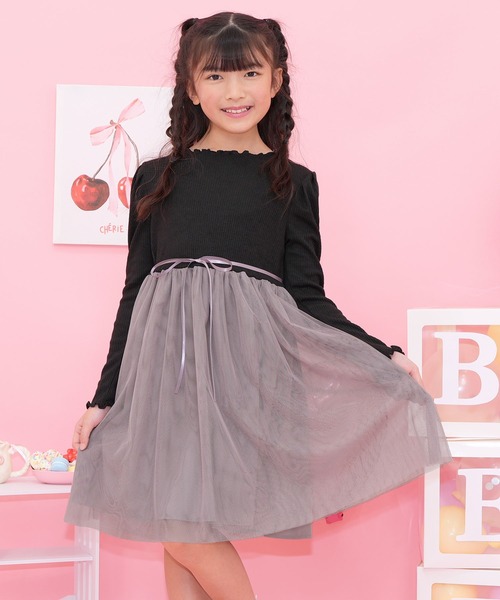 Bee des Bee（ビーデスビー）の「ドッキングワンピース（ワンピース・キッズ・ラベンダー/ライトグレー/ブルー系その他/ブラック/ダークブラウン/ブラック×ベージュ/ローズ/アイボリー/グレー系その他/ブラック系その他/ホワイト系その他/ホワイト系その他2・110cm/100cm/120cm/130cm/140cm/150cm）」の5枚目の写真