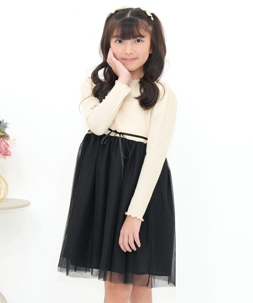 Bee des Bee（ビーデスビー）の「ドッキングワンピース（ワンピース・キッズ・ラベンダー/ライトグレー/ブルー系その他/ブラック/ダークブラウン/ブラック×ベージュ/ローズ/アイボリー/グレー系その他/ブラック系その他/ホワイト系その他/ホワイト系その他2・110cm/100cm/120cm/130cm/140cm/150cm）」の4枚目の写真