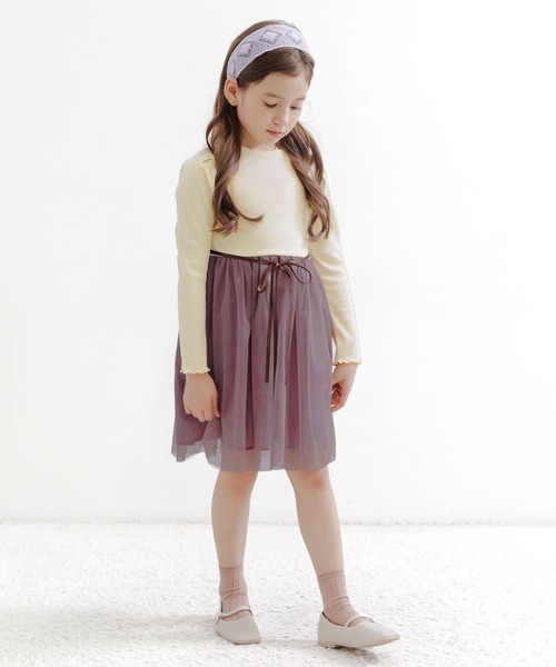 Bee des Bee（ビーデスビー）の「ドッキングワンピース（ワンピース・キッズ・ラベンダー/ライトグレー/ブルー系その他/ブラック/ダークブラウン/ブラック×ベージュ/ローズ/アイボリー/グレー系その他/ブラック系その他/ホワイト系その他/ホワイト系その他2・110cm/100cm/120cm/130cm/140cm/150cm）」の2枚目の写真