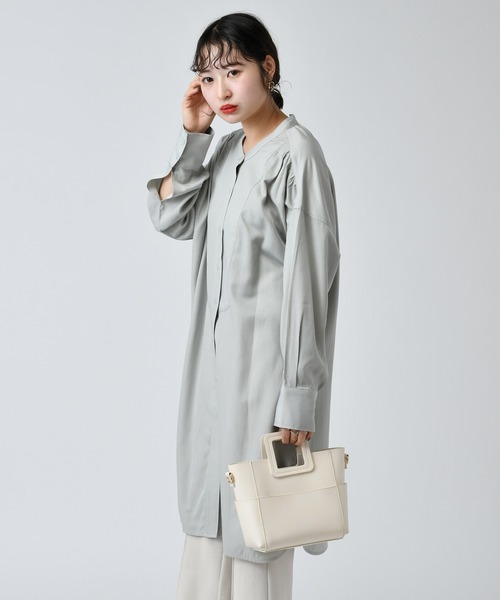 mystic(ミスティック)の「ロングBIGシャツ(シャツ/ブラウス・レディース・ホワイト/ベージュ/グリーン・FREE)」の3枚目の写真