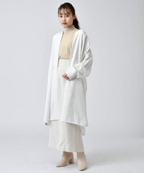 mystic(ミスティック)の「ロングBIGシャツ(シャツ/ブラウス・レディース・ホワイト/ベージュ/グリーン・FREE)」の6枚目の写真