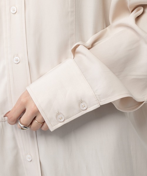 mystic(ミスティック)の「ロングBIGシャツ(シャツ/ブラウス・レディース・ホワイト/ベージュ/グリーン・FREE)」の4枚目の写真