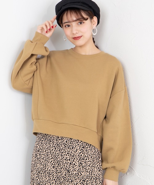 WEGO（ウィゴー）の「WEGO/カラービッグシルエットショートスウェット（スウェット・レディース・ブルー/ベージュ/ホワイト/イエロー・FREE）」の2枚目の写真