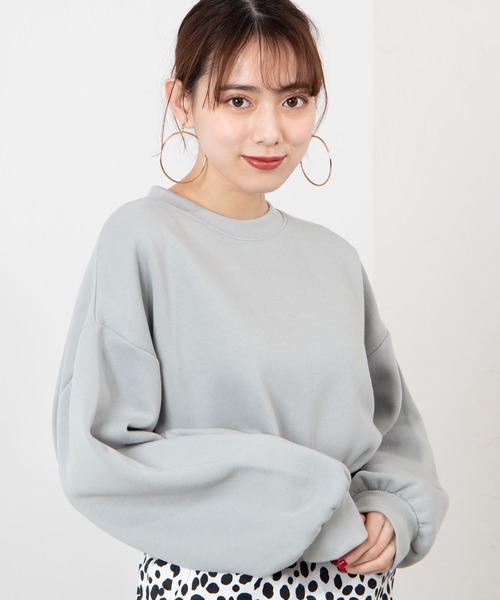 WEGO（ウィゴー）の「WEGO/カラービッグシルエットショートスウェット（スウェット・レディース・ブルー/ベージュ/ホワイト/イエロー・FREE）」の4枚目の写真