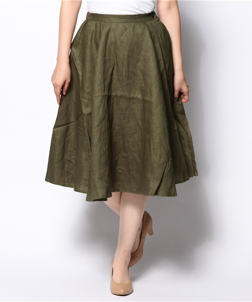 CIAOPANIC（チャオパニック）の「【Ciaopanic】セミロングフレアSK（スカート・レディース・イエロー/カーキ/ネイビー・FREE）」の2枚目の写真