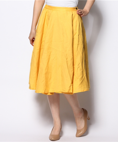 CIAOPANIC（チャオパニック）の「【Ciaopanic】セミロングフレアSK（スカート・レディース・イエロー/カーキ/ネイビー・FREE）」の3枚目の写真