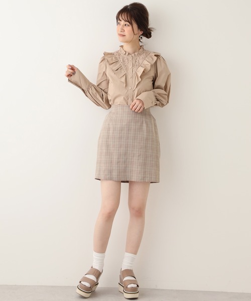 one after another NICE CLAUP(ワンアフターアナザーナイスクラップ)の「台形スカート(スカート・レディース・ベージュ/ラベンダー/チェック・FREE)」の15枚目の写真