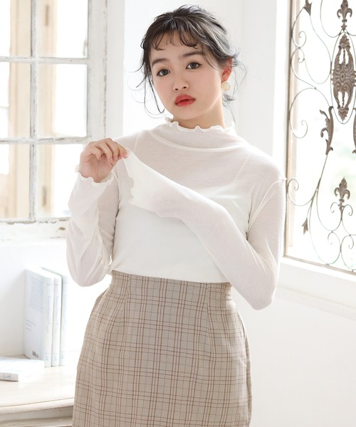 one after another NICE CLAUP(ワンアフターアナザーナイスクラップ)の「台形スカート(スカート・レディース・ベージュ/ラベンダー/チェック・FREE)」の5枚目の写真